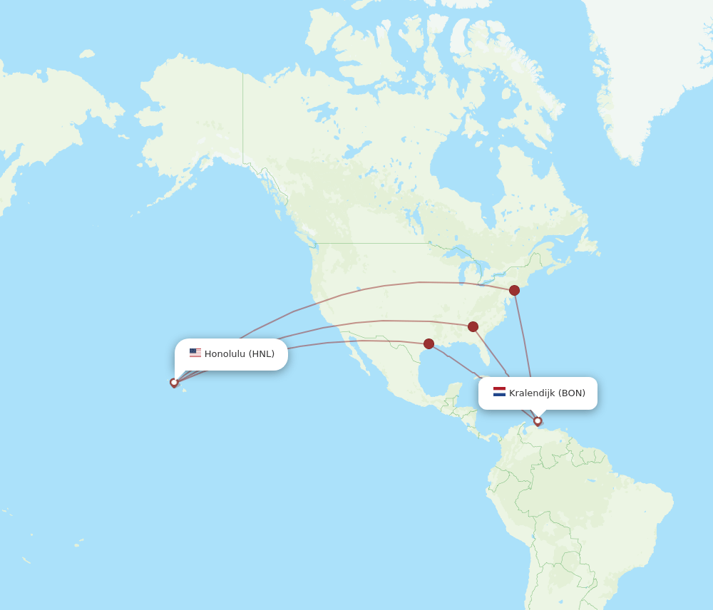 HNL-BON flight routes