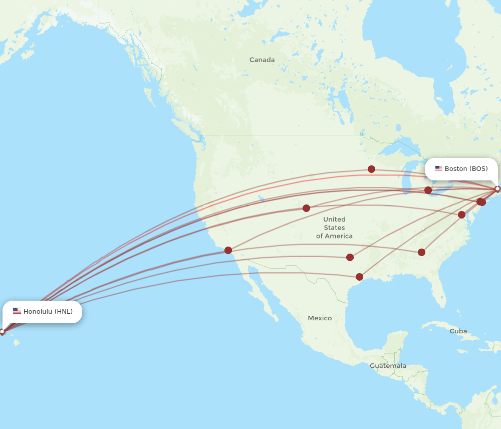 HNL-BOS flight routes