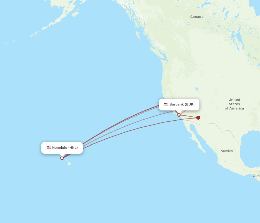 HNL-BUR flight routes