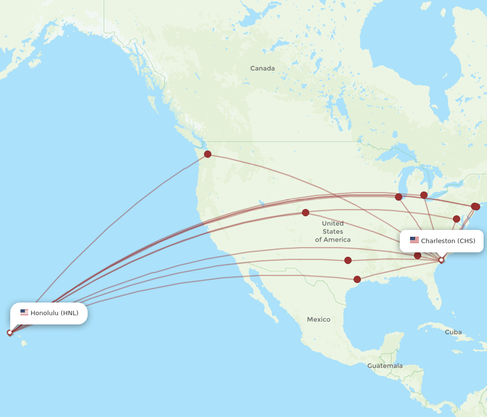 HNL-CHS flight routes