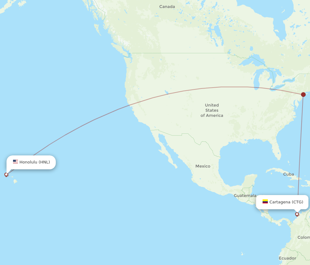 HNL to CTG flights and routes map