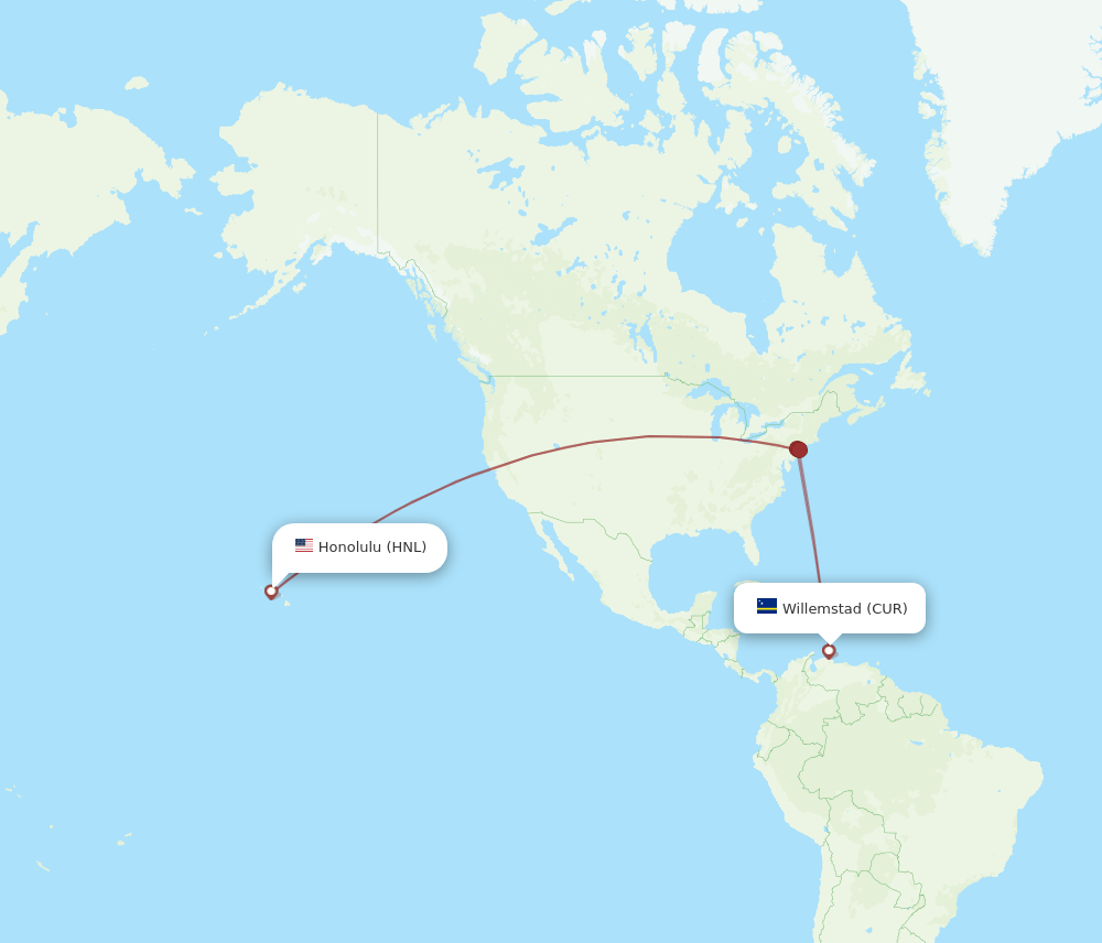 HNL-CUR flight routes