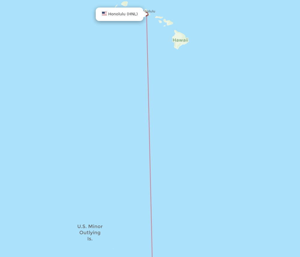 Honolulu - Christmas Island route map and flight paths