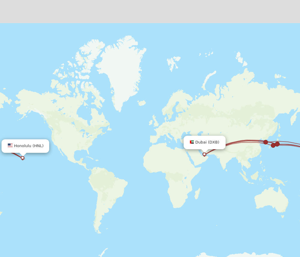 HNL-DXB flight routes