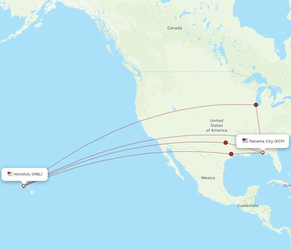 HNL-ECP flight routes