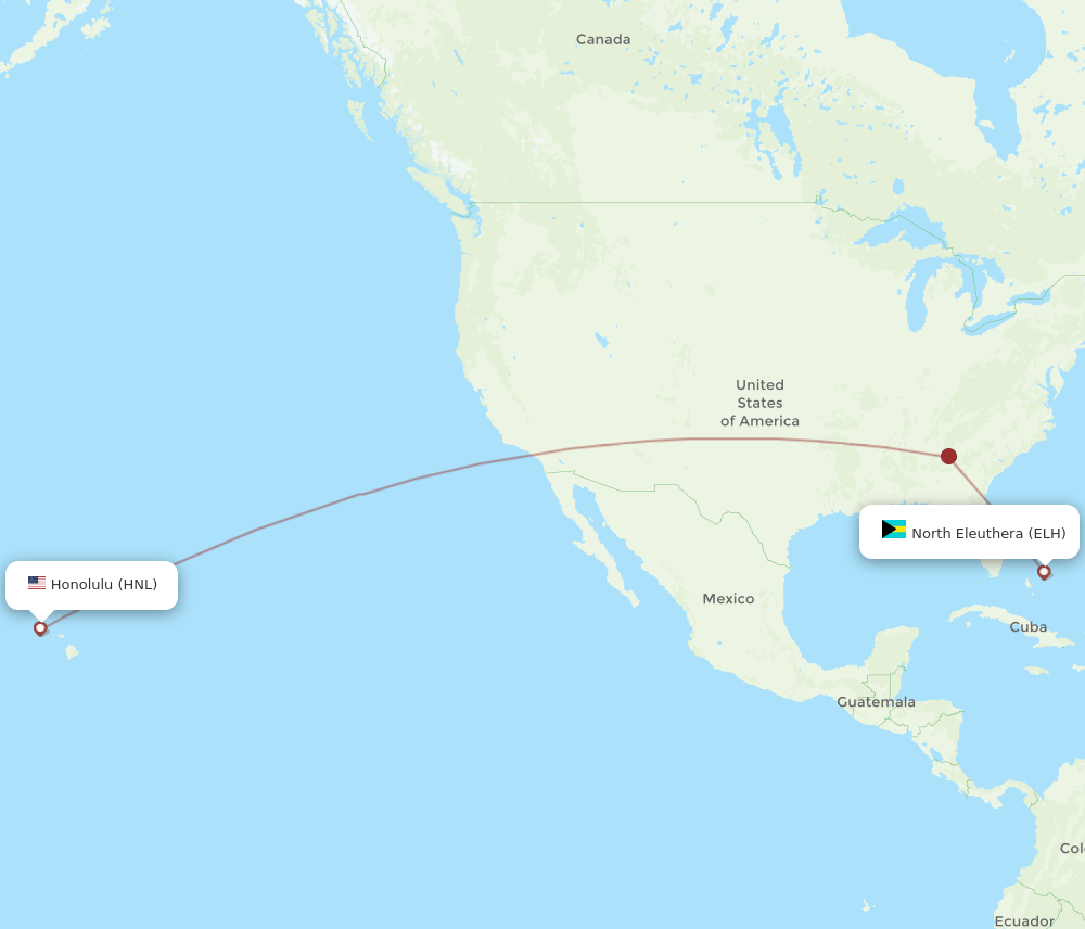HNL to ELH flights and routes map