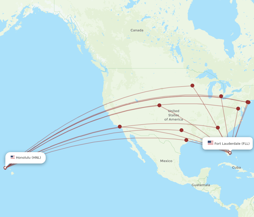 HNL to FLL flights and routes map