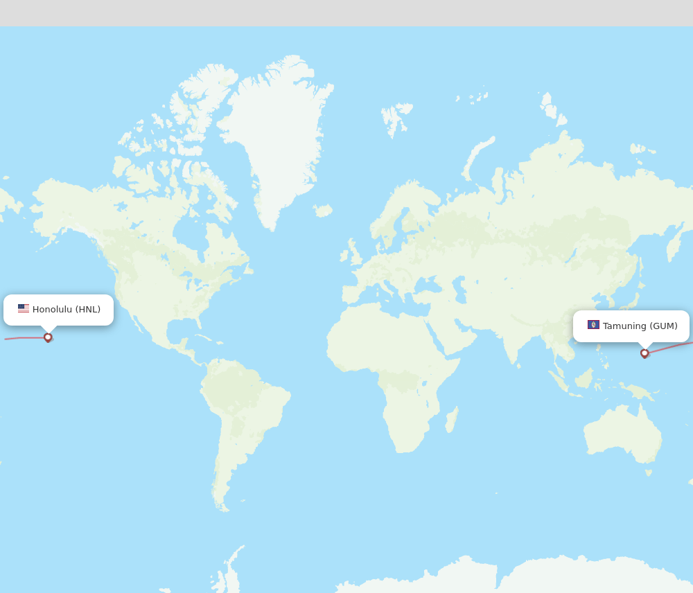 Honolulu - Guam route map and flight paths