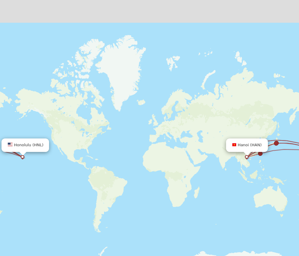 HNL-HAN flight routes