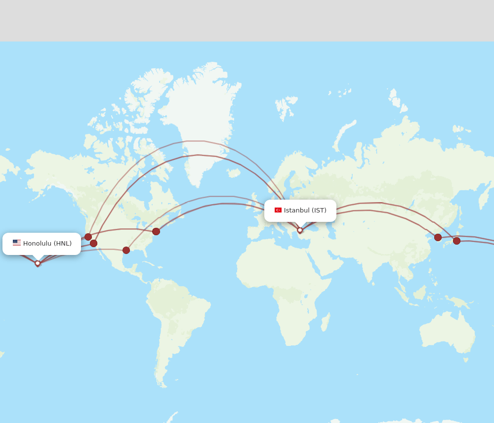 HNL-IST flight routes