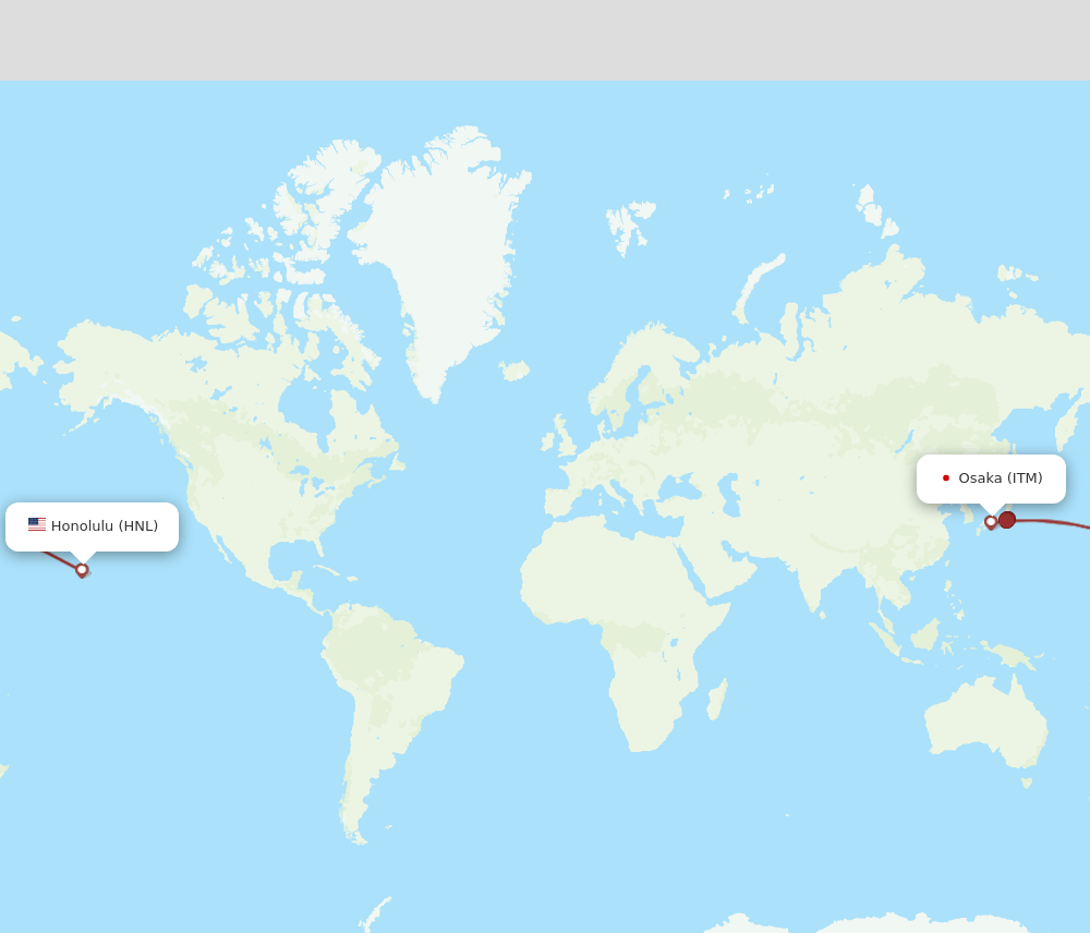 HNL to ITM flights and routes map