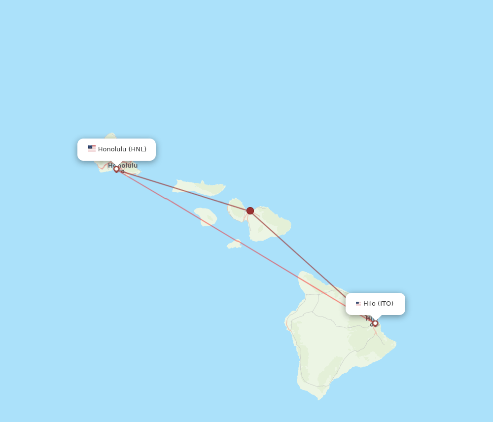 HNL to ITO flights and routes map