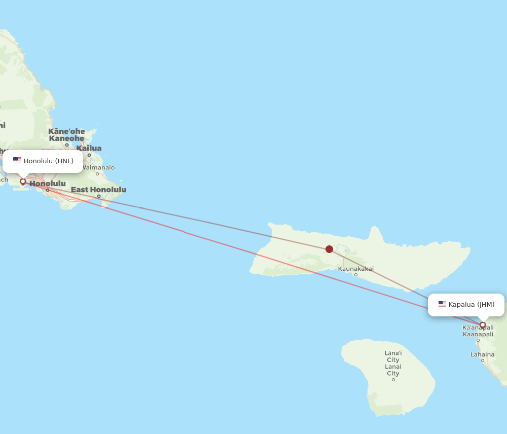 HNL to JHM flights and routes map
