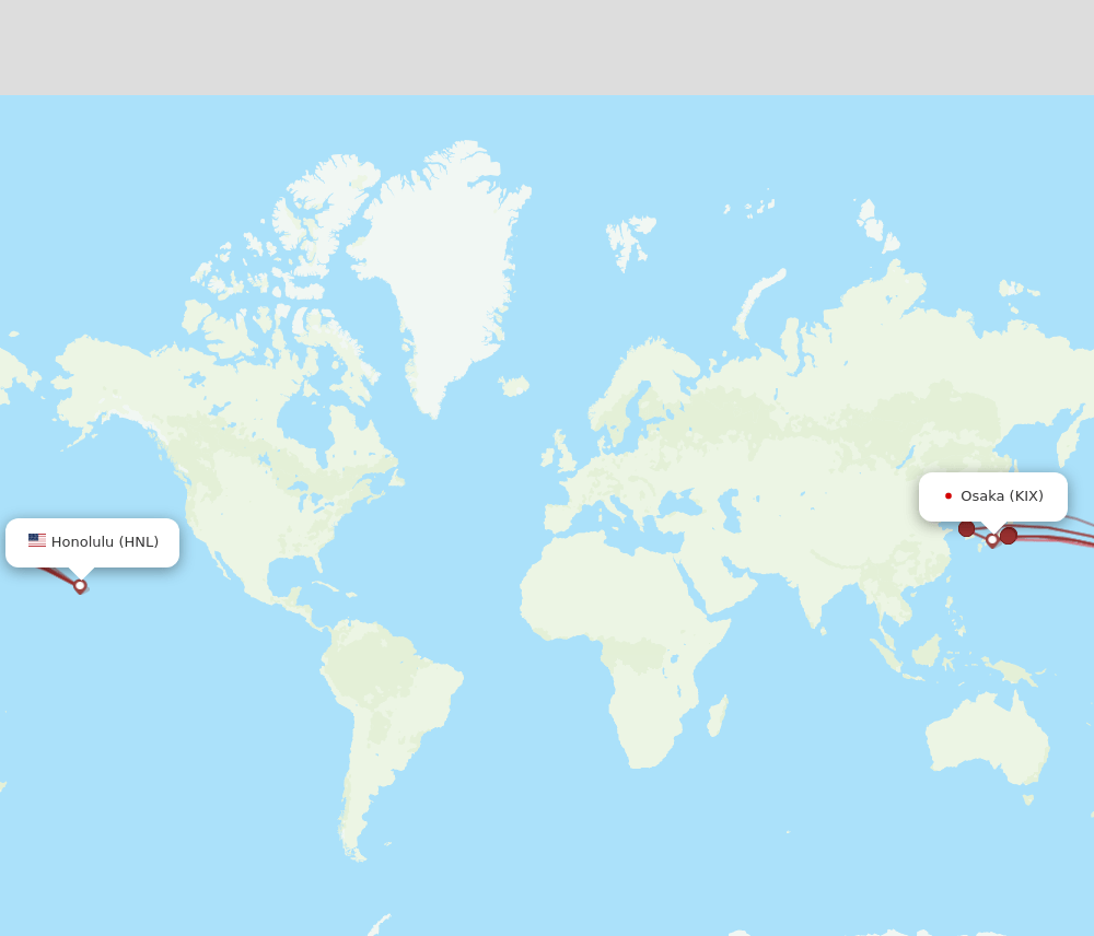 HNL to KIX flights and routes map