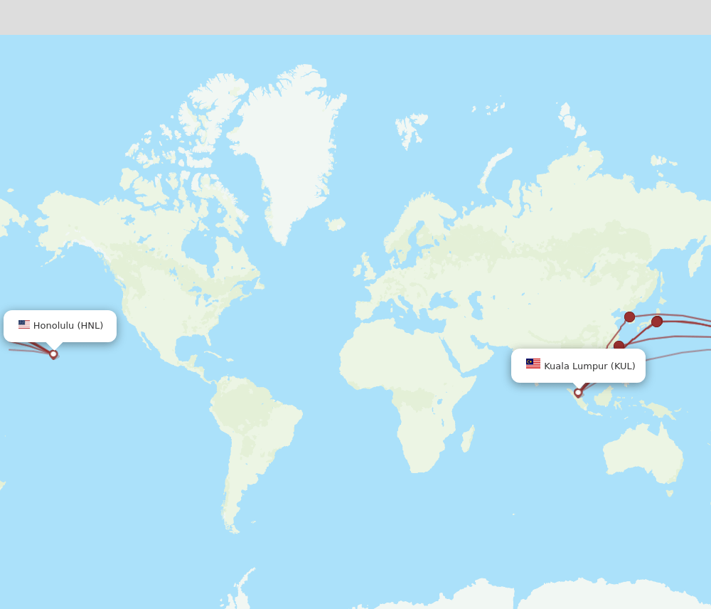 HNL-KUL flight routes