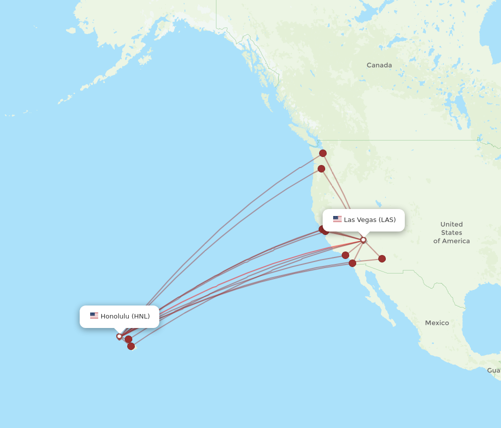HNL to LAS flights and routes map