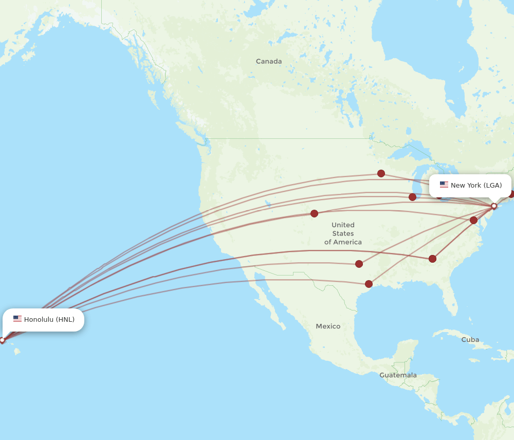 HNL-LGA flight routes