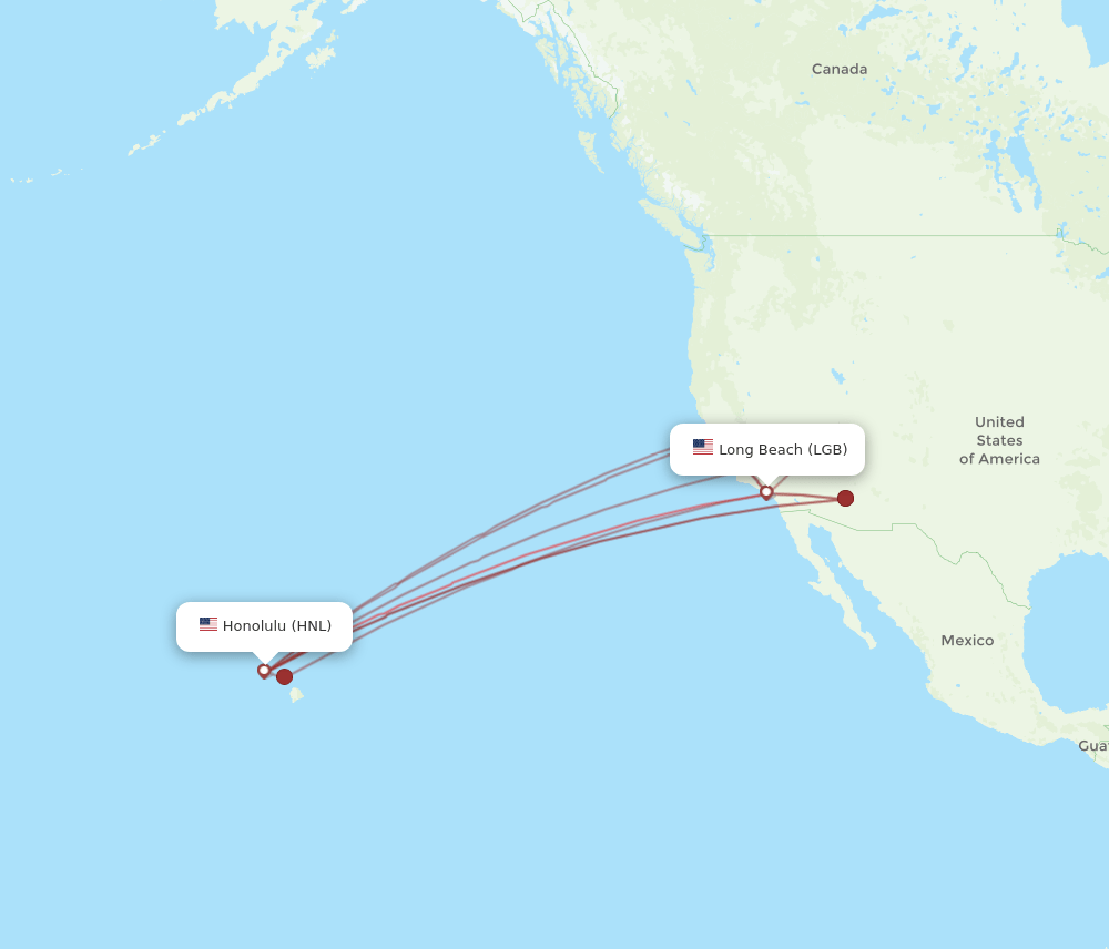 HNL-LGB flight routes
