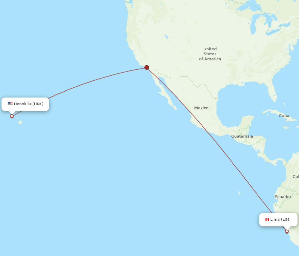 HNL to LIM flights and routes map