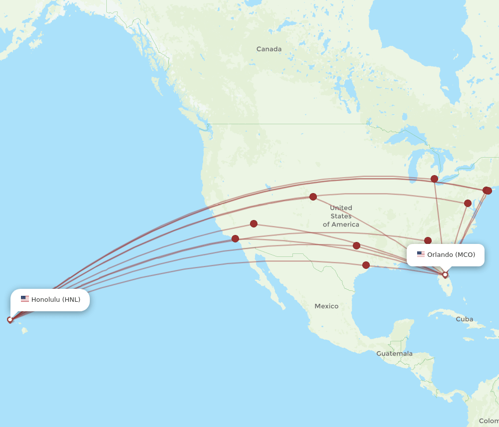 HNL-MCO flight routes