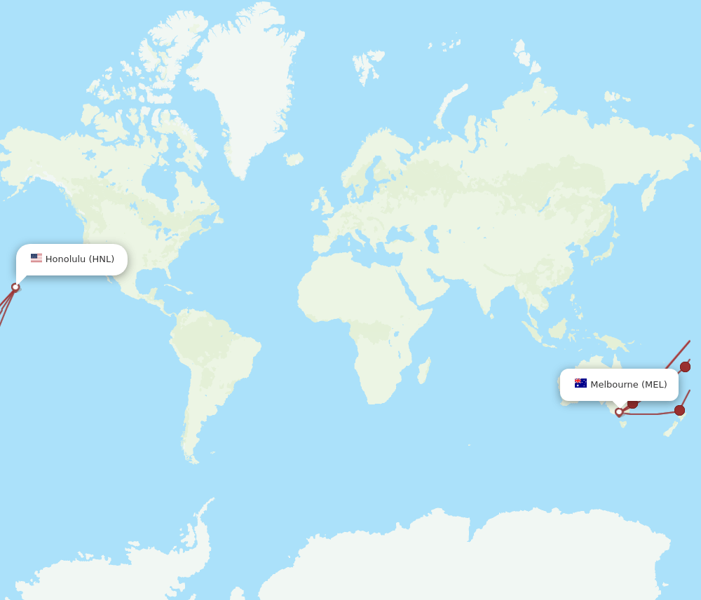 HNL-MEL flight routes