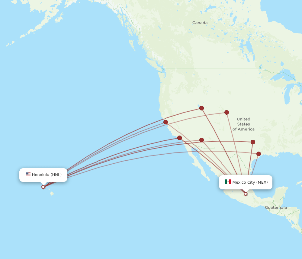 HNL-MEX flight routes
