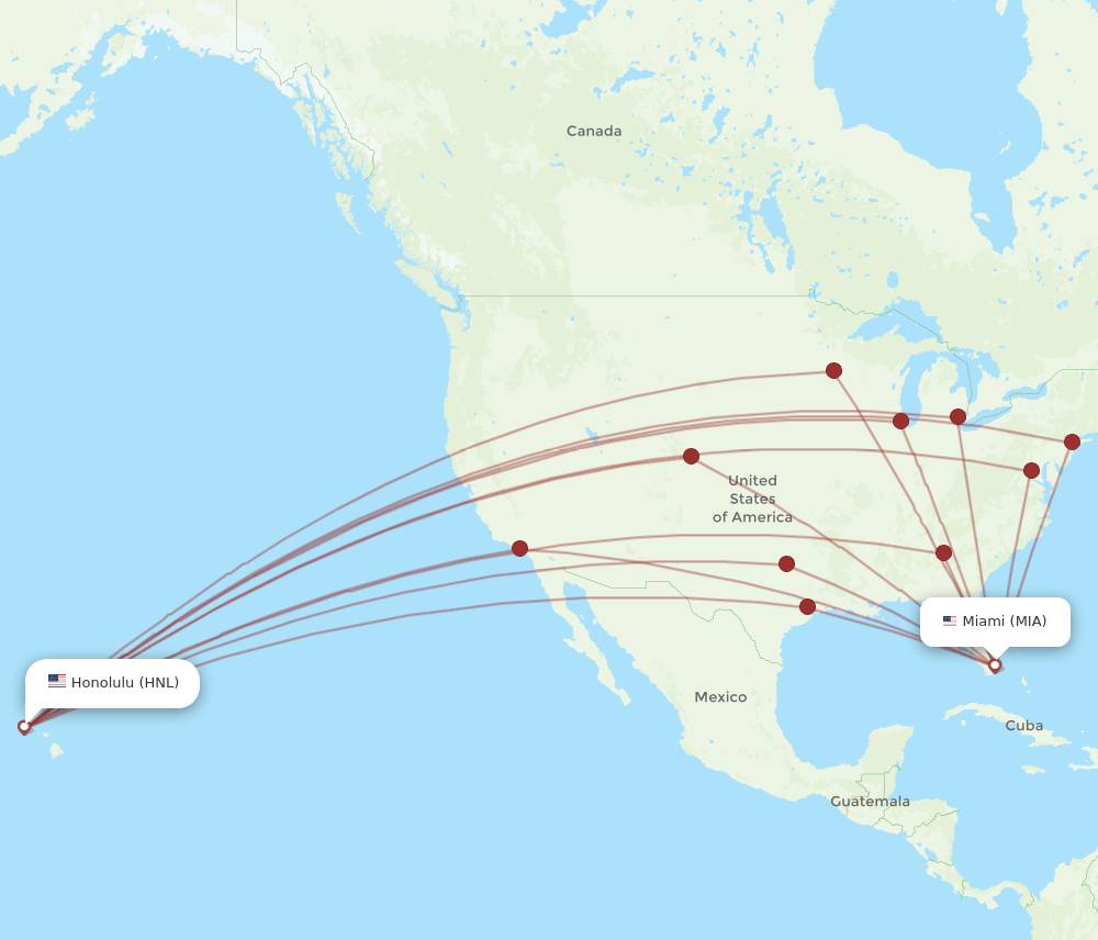 HNL-MIA flight routes