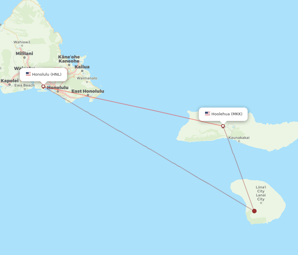 HNL to MKK flights and routes map