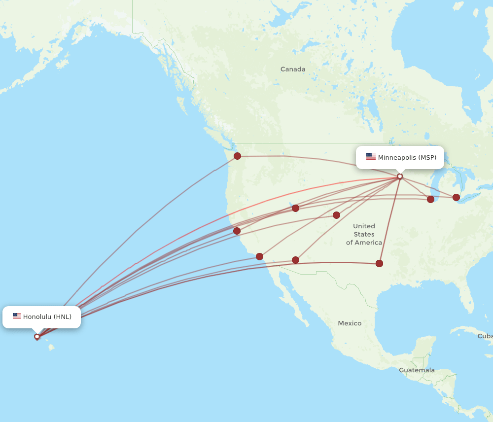 HNL to MSP flights and routes map