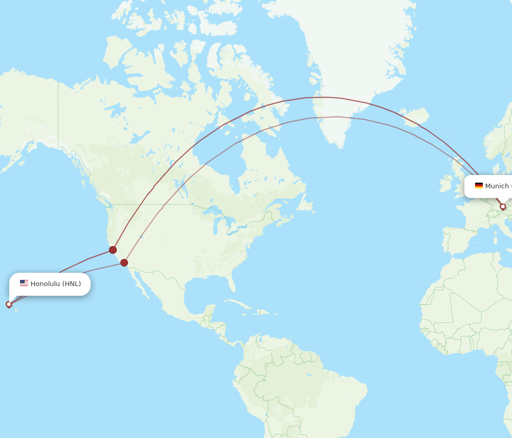 HNL to MUC flights and routes map