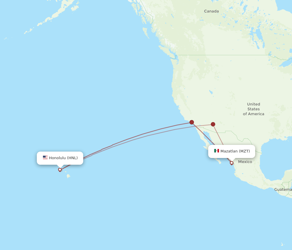 HNL-MZT flight routes
