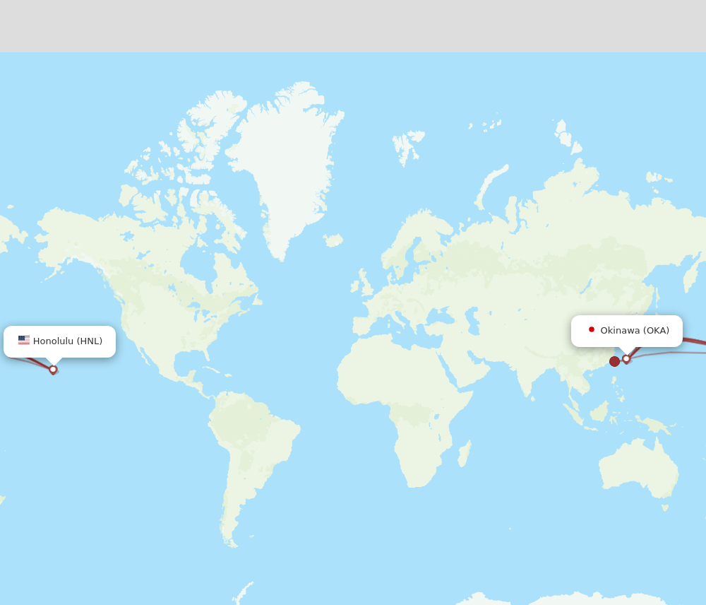 HNL to OKA flights and routes map