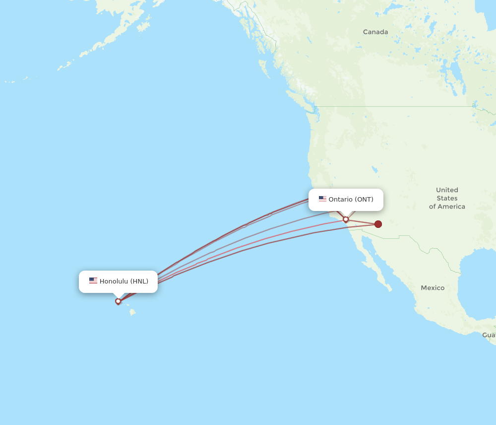 HNL-ONT flight routes