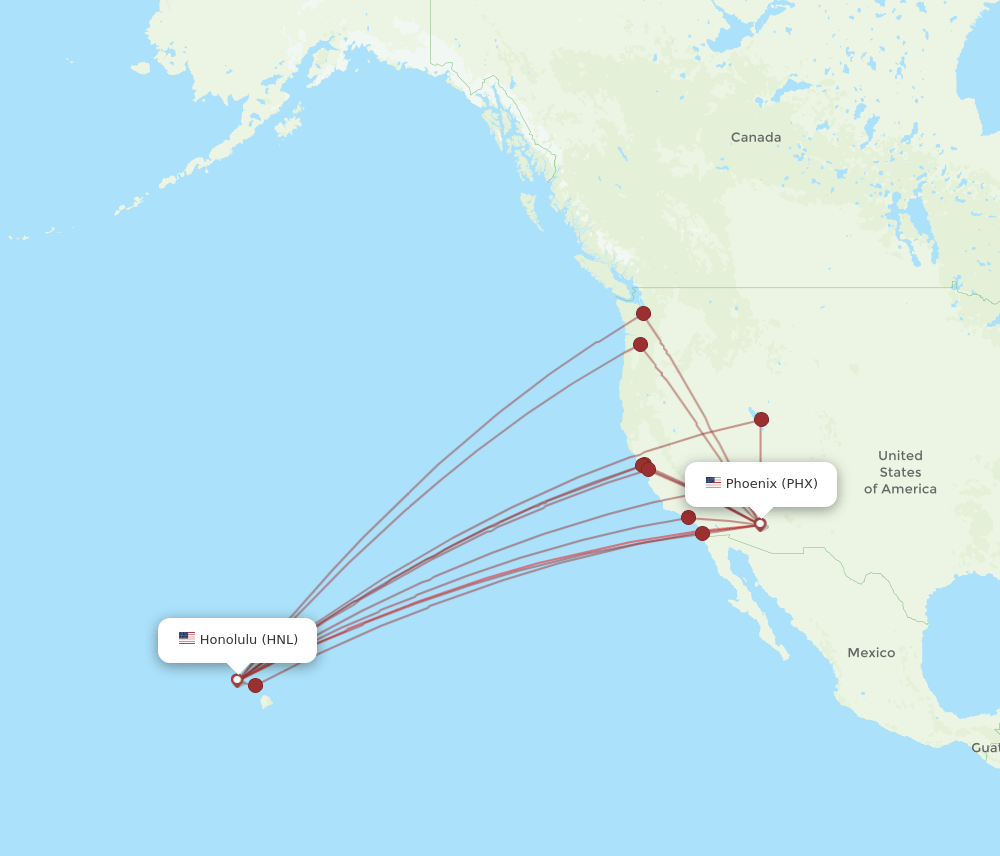 HNL-PHX flight routes