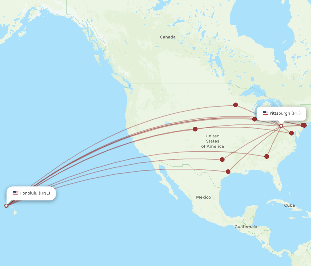 HNL-PIT flight routes