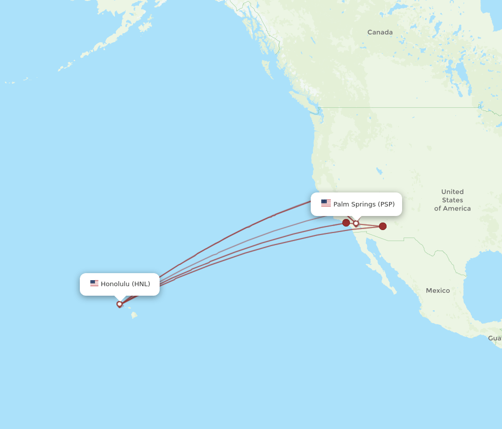 HNL-PSP flight routes