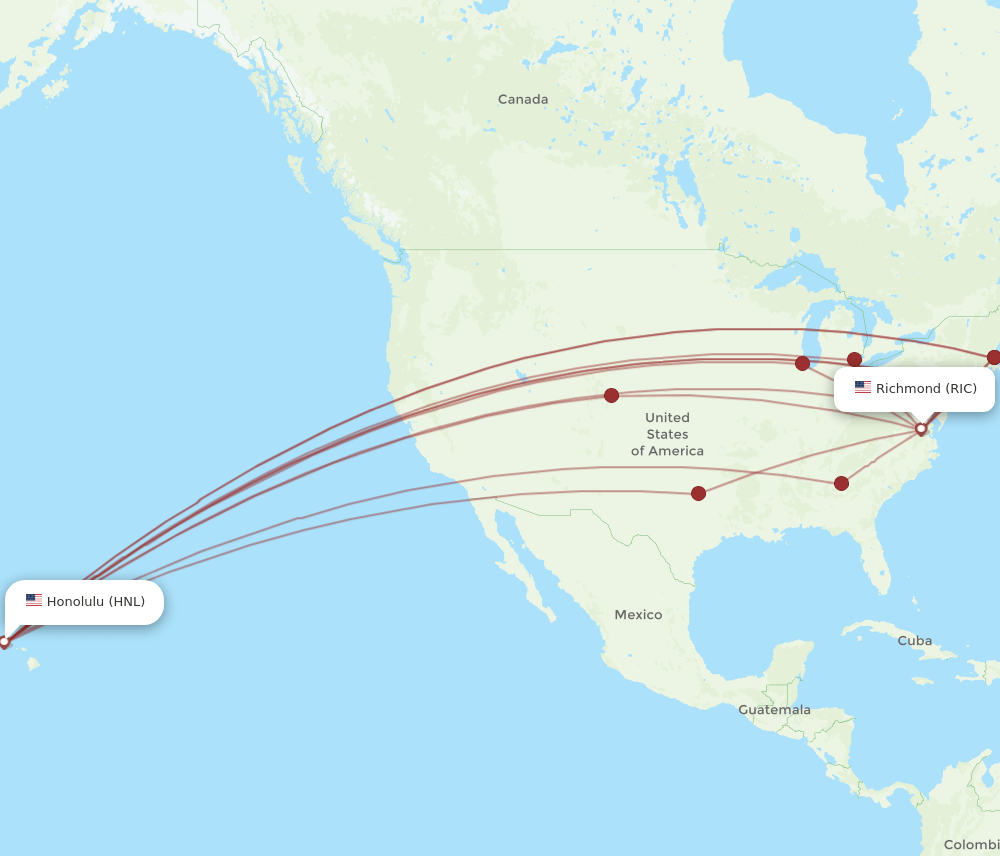 HNL-RIC flight routes