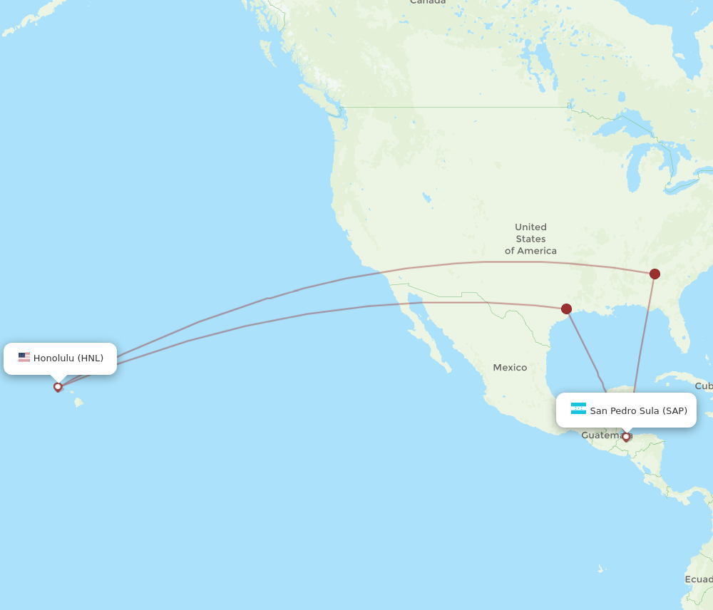 HNL-SAP flight routes
