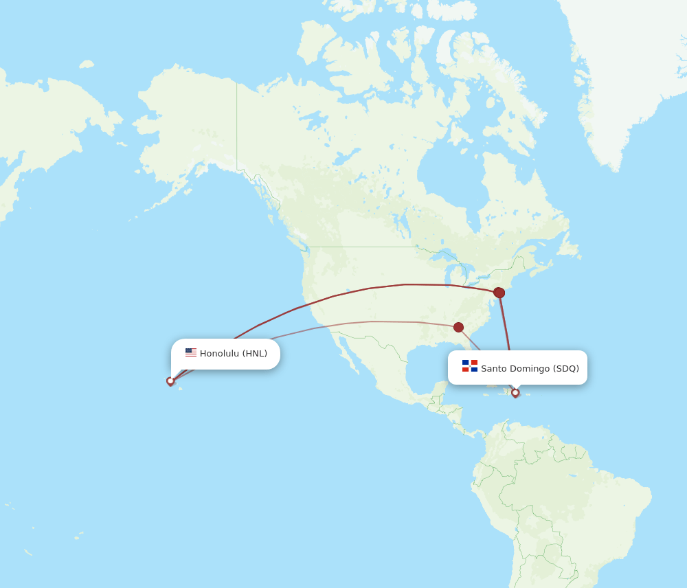 HNL-SDQ flight routes