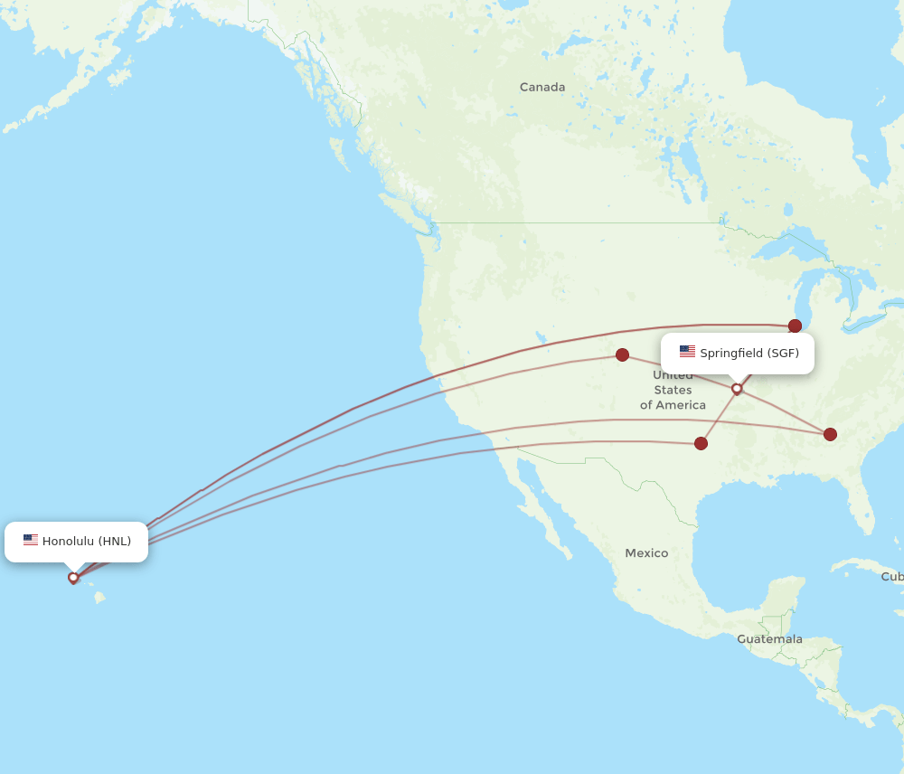 HNL-SGF flight routes