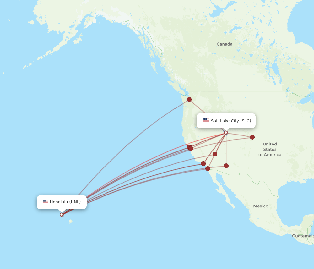HNL-SLC flight routes