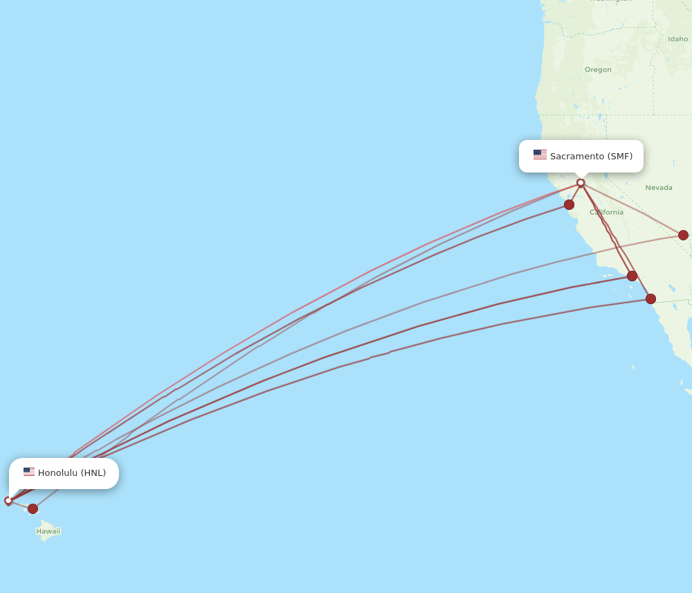 HNL-SMF flight routes