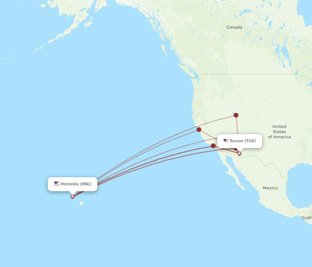 HNL-TUS flight routes