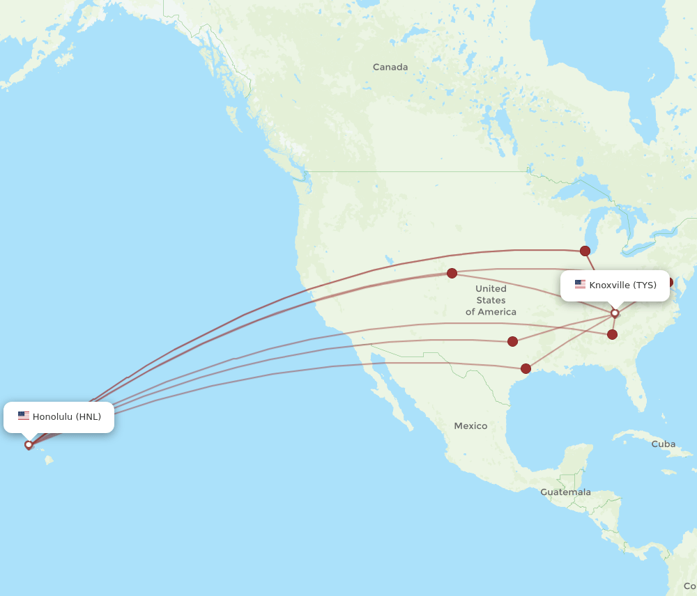HNL-TYS flight routes