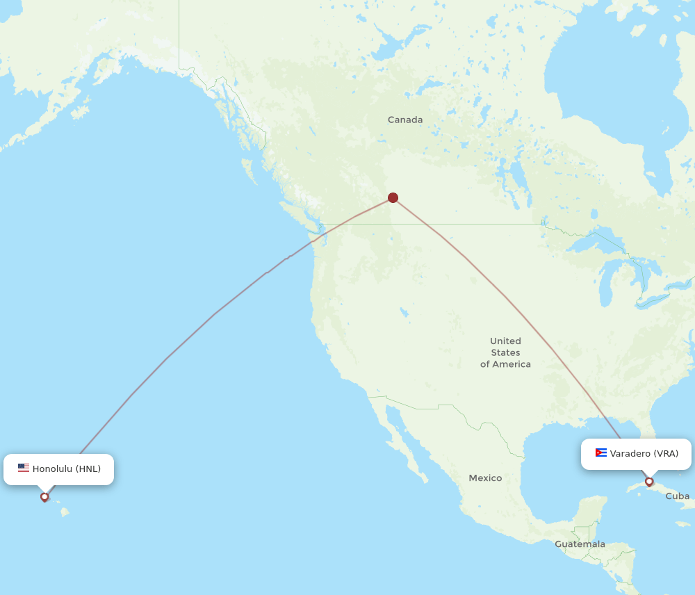 HNL-VRA flight routes