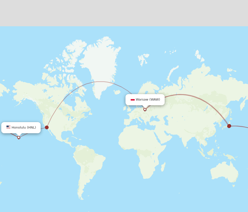 HNL-WAW flight routes