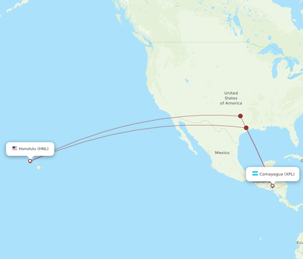 HNL-XPL flight routes
