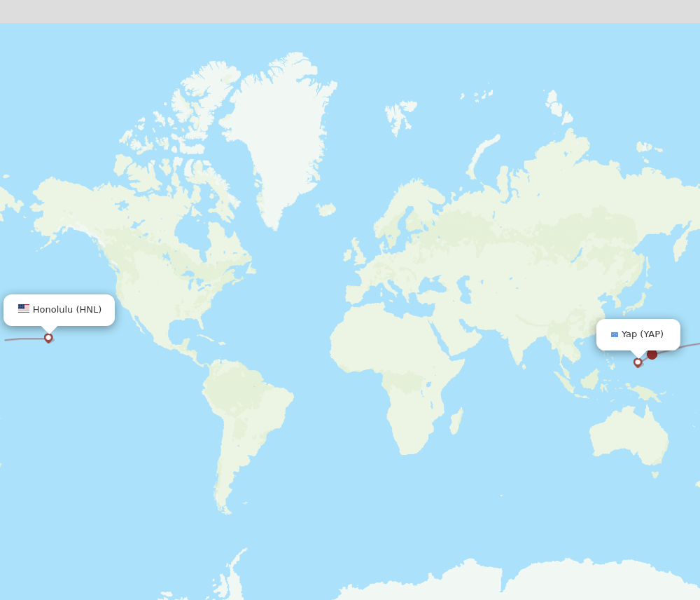HNL-YAP flight routes