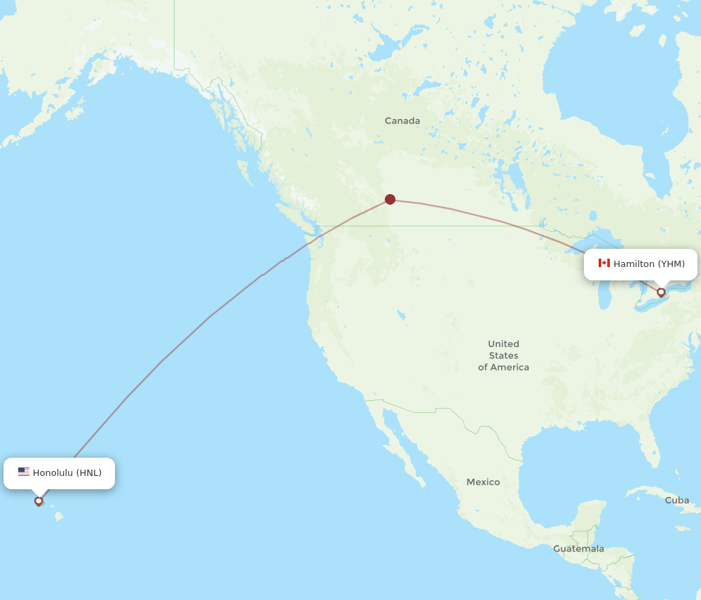 HNL to YHM flights and routes map