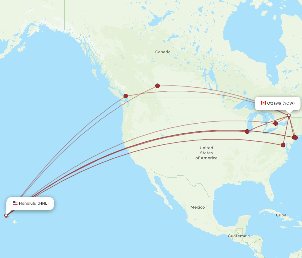 HNL-YOW flight routes